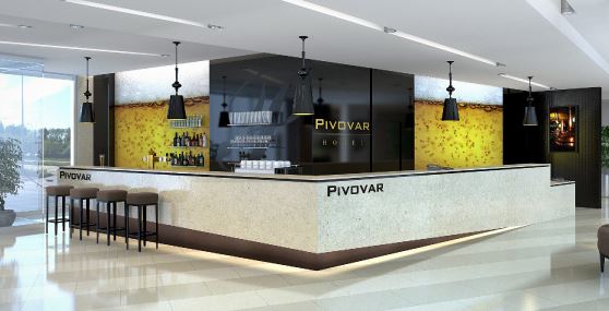 the hall of pivovar hotel